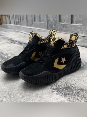 Converse All Star BB Prototype CX Mid Black and Gold Baroque Mid-Top Sneakers